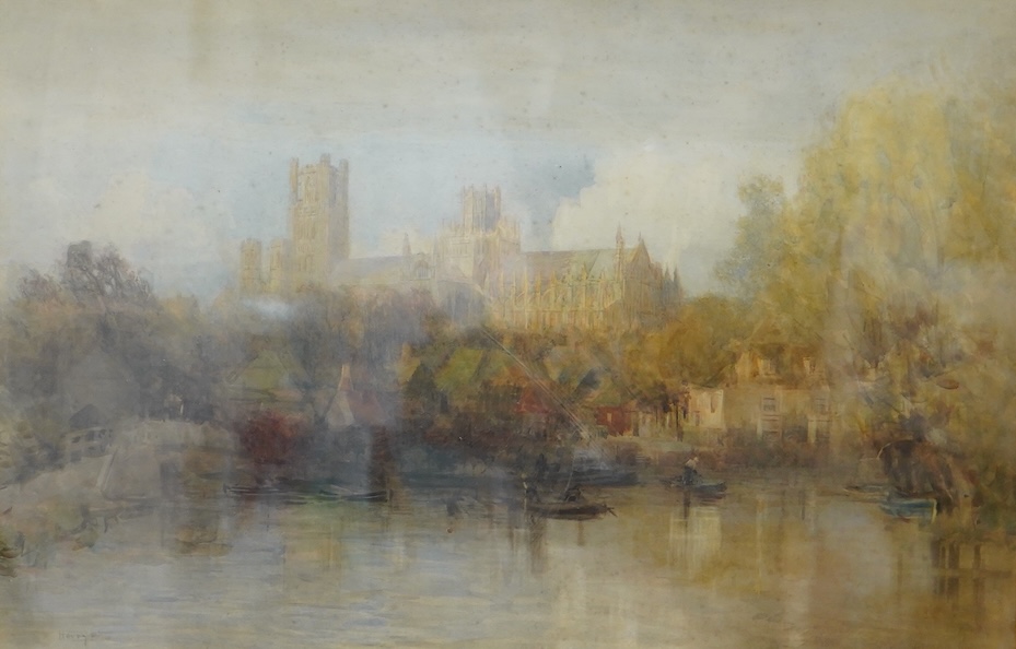 Harry (Henry William’ Hine (1845-1941), Windsor Castle from the river, signed, watercolour, 36 x 55cm, gilt frame